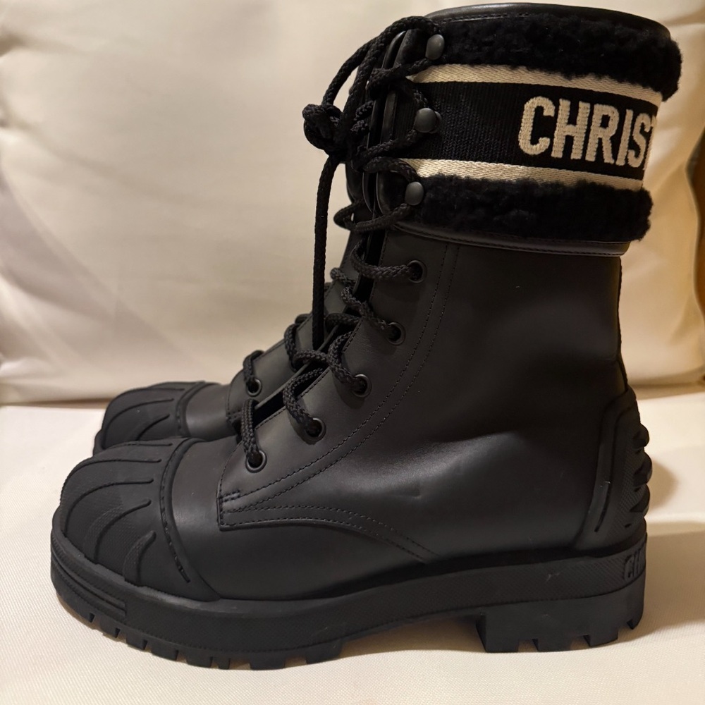 Christian Dior Black Lace-Up Boots with Logo, brand new.